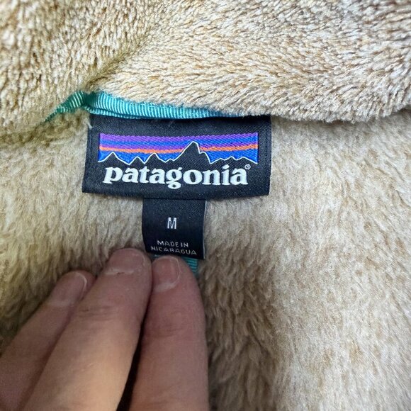 Patagonia Women’s Re-Tool Snap-T Pullover Medium Tan Aqua Trim EUC - Picture 4 of 9